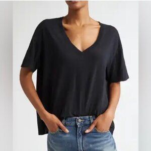 NWT R13 V-Neck Relaxed T-shirt Cotton Medium Oversized Pigment Dyed Black Soft
